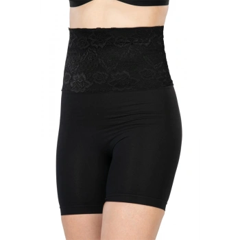 VipMarketim Siyah Mi Emay Önü Dantelli Yüksek Bel Boxer Korse (Kod:2091)