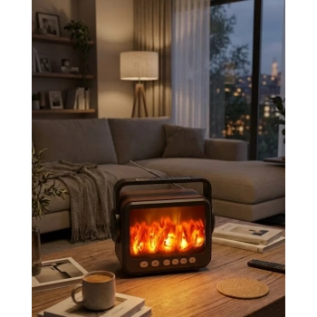 VipMarketim Şömine Efektli Bluetooth Hoparlör FM Radyo USB TF Kart Destekli Kablosuz Müzik Çalar