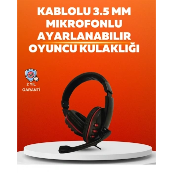 VipMarketim Stereo Kırmızı Gaming Kulaklığı Yumuşak Pedli Mikrofonlu