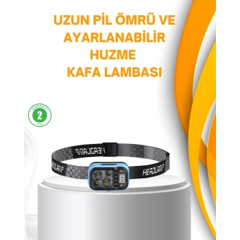 VipMarketim Su Geçirmez LED Kafa Lambası 53 Çalışma Modu Güç Ekranlı