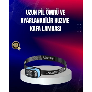 VipMarketim Süper Parlak LED Kafa Feneri 3 Renk 53 Mod Type C Şarjlı