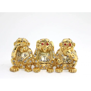 VipMarketim Swarovski Taşlı 3lü Maymun Seti