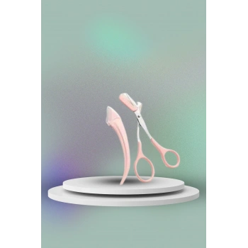 VipMarketim Taraklı Kaş Bıyık Makası Ve Kaş Ustura Seti Kaş Bıyık Tüy Alma Epilasyon Aleti 2li Set