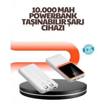 VipMarketim Taşınabilir 10000 mAh Powerbank – Dijital Göstergeli Type-C ve USB Çıkışlı