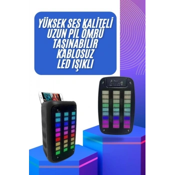 VipMarketim Taşınabilir 6.5 inç LED Bluetooth Kareoke Hoparlör RGB Işıklı Radyolu