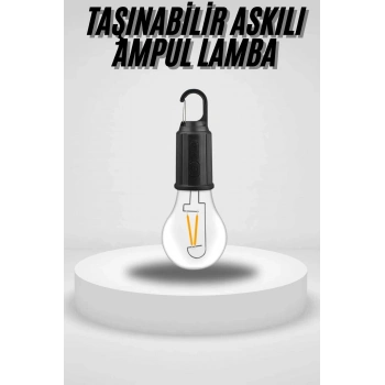 VipMarketim Taşınabilir Askılı Ampul Kamp Lambası Askılı Type-C Şarjlı Bahçe Lambası