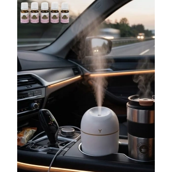 VipMarketim Taşınabilir Hava Nemlendirici 5 Esans Hediyeli LED Işıklı Aromaterapi Buhar Makinesi