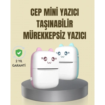 VipMarketim Taşınabilir Mini Termal Yazıcı 200 DPI Bluetooth Bağlantılı