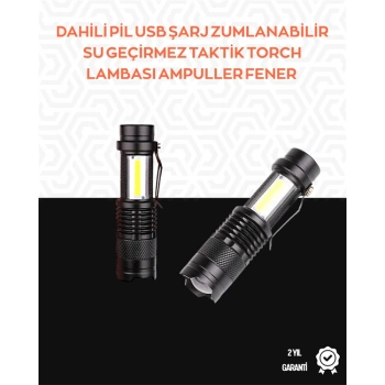 VipMarketim Taşınabilir Şarjlı LED Fener - 4 Modlu 2000LM Ayarlanabilir Odak