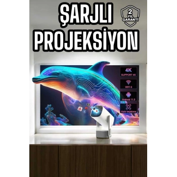 VipMarketim Taşınabilir Sinema Oyun Projektörü Akıllı Projeksiyon Android 11