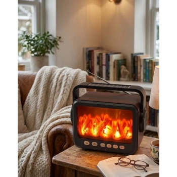 VipMarketim Taşınabilir Şömine Efektli Bluetooth Hoparlör LED Işıklı Radyo