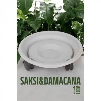 VipMarketim Tekerlekli Saksı Altığı 37 CM BEYAZ