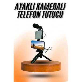 VipMarketim Telefon Tutucu Mini Mikrofonlu Tripod Vlog Çekim Video