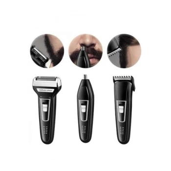 VipMarketim Tıraş Makinesi 3 Başlıklı T Başlıklı Hassas Ciltlere Özel Saç Sakal Vücut Kulak ve Burun