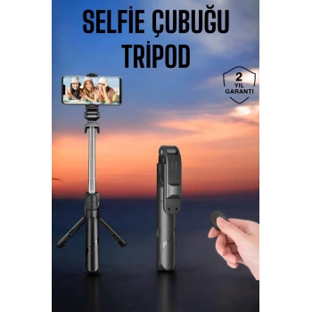 VipMarketim Tripod Kablosuz Bluetooth Bağlantılı Selfie Çubuğu 360 Derece Dönebilen