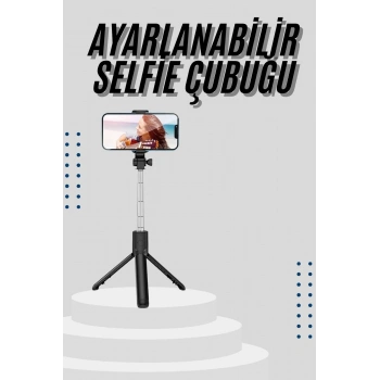VipMarketim Tripod Selfie Çubuğu Bluetooth Kumandalı Kablosuz Led Işıklı