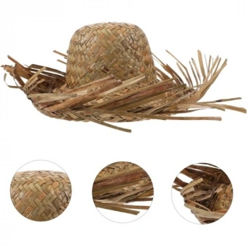 VipMarketim Tropikal Parti Naturel Hasır Hawaii Şapkası 13x36 cm