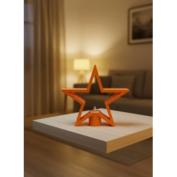 VipMarketim Turuncu Yıldız Mumluk Loş Işık Salon Dekoru