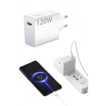 VipMarketim Type C Yüksek Hızlı Şarj Aleti Beyaz 120W Ultra Uzun Ömürlü