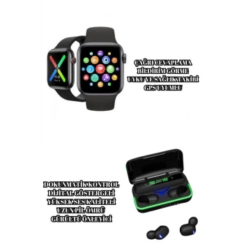 VipMarketim Ucuz ve Kaliteli Kulaklıklı Saat Seti Bluetooth Bağlantılı Akıllı Saat ve Kulaklık