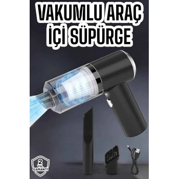 VipMarketim Üflemeli Güçlü Vakumlu Ev Ofis Araç Süpürgesi El Süpürgesi Şarjlı