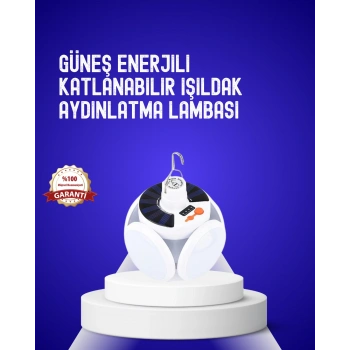 VipMarketim USB ve Solar Şarjlı Katlanabilir 5 Taraflı LED Lamba