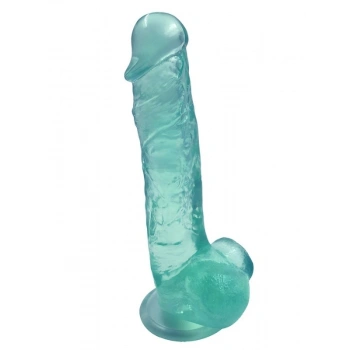 VipMarketim Vantuzlu Testisli Yeşil Jel Dildo 23cm