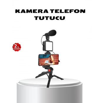 VipMarketim Video Çekim Kiti Tripod LED Işık Harici Mikrofon ve Bluetooth Kumanda Seti