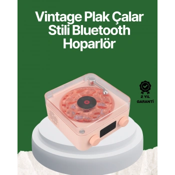 VipMarketim Vintage Tarz Bluetooth Hoparlör – Gece Işığı ve Zaman Göstergeli