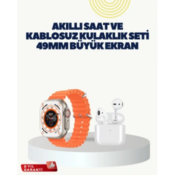 VipMarketim Watch 9 Max Akıllı Saat Kulaklık Seti Sağlık Takipli 45 mm Geniş Ekran