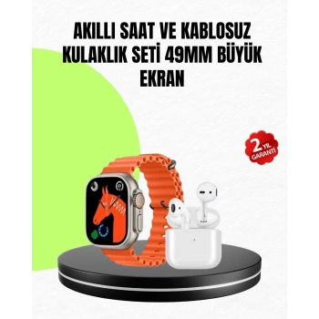 VipMarketim Watch 9 Max Akıllı Saat Seti 2 Kordonlu Kablosuz Kulaklık Hediyeli