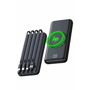 VipMarketim Wireless Powerbank 10000 Mah LED Ekranlı Dahili Kablolu Hızlı Şarj
