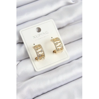 VipMarketim Xuping Zirkon Taşlı Çit Halka Model Gold Renk Kadın Küpe 5886