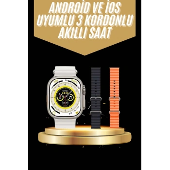 VipMarketim Yeni Nesil 3 Kordonlu Kol Saati 49 MM Amoled Ekran Akıllı Saat