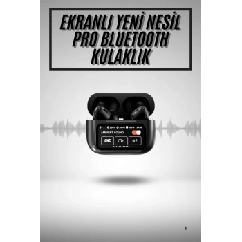 VipMarketim Yeni Nesil ANC Özellikli Çağrı Cevaplayan Dokunmatik Ekranlı Bluetooth Kulaklık Siyah