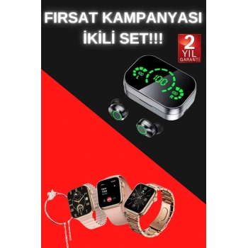VipMarketim Yeni Nesil Kaliteli Akıllı Saat ve Kablosuz Bluetooth Kulaklık Yüksek Ses Kaliteli
