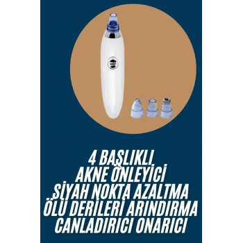 VipMarketim Yeni Nesil Vakumlu Pilli Siyah Nokta ve Yüz Temizleme Cihazı 4 Başlıklı