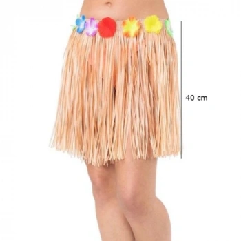 VipMarketim Yetişkin ve Çocuk Uyumlu Saman Renk Püsküllü Hawaii Luau Hula Etek 40