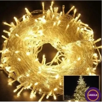 VipMarketim Yılbaşı Aydınlatması 100 LED Perde Hortum Sıcak Beyaz Işık