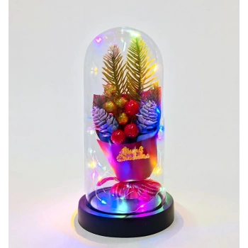 VipMarketim Yılbaşı Temalı Işıklı Dekoratif Cam Fanus - Model 3
