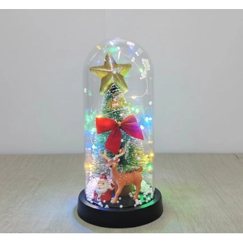 VipMarketim Yılbaşı Temalı Işıklı Dekoratif Cam Fanus - Model 5