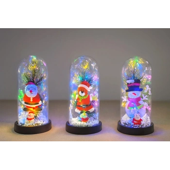 VipMarketim Yılbaşı Temalı Işıklı Dekoratif Cam Fanus - Model 8