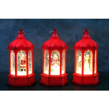 VipMarketim Yılbaşı Temalı Işıklı Kar Küresi Kırmızı Tasarım