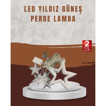 VipMarketim Yıldız Desenli Perde Tipi Peri Led 3x3 Metre Aydınlatma