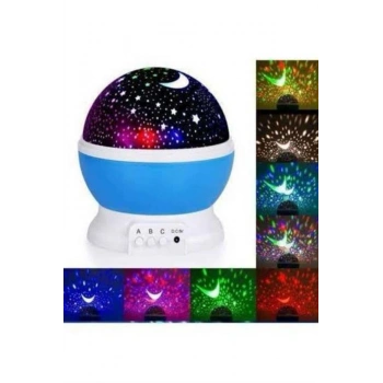 VipMarketim Yıldız Görünümlü Gece Lambası Renkli Masa Lambası Gökyüzü Projeksiyon