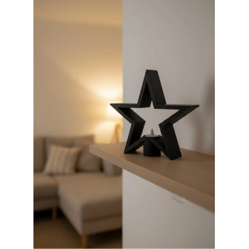 VipMarketim Yıldız Mumluk Siyah Modern Salon ve Raf Dekoru