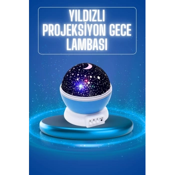 VipMarketim Yıldızlı Gece Lambası Mor Projeksiyon Görünümlü Masa Lambası Renk Değiştirebilen