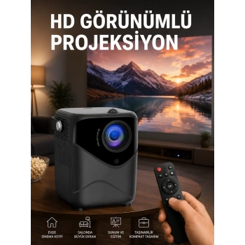VipMarketim Yüksek HD Görünümlü Taşınabilir Projeksiyon Cihazı