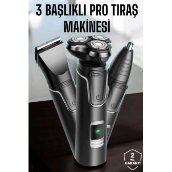 VipMarketim Yüksek Performanslı 3 Başlıklı Profesyonel Tıraş Makinesi