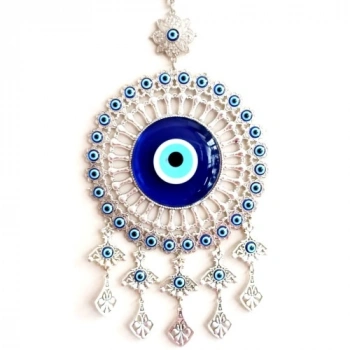 VipMarketim Yuvarlak Nikel Zamak Kaplamalı Nazar Boncuğu Duvar Süsü